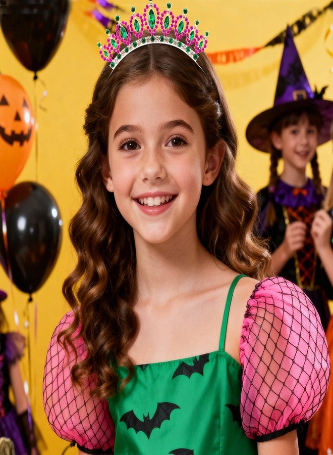 هابدو طوق رأس هابدو مرصع بالكريستال الوردي والأخضر للنساء والفتيات، طوق رأس أنيق مزين بأحجار الراين بتصميم ساحر، إكسسوارات شعر براقة، هدايا لها - Image 5